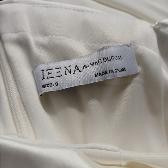 Mac Duggal Ieena Formal Evening Gown Womens 8 White Satin Dress Wedding Party - Picture 7 of 12